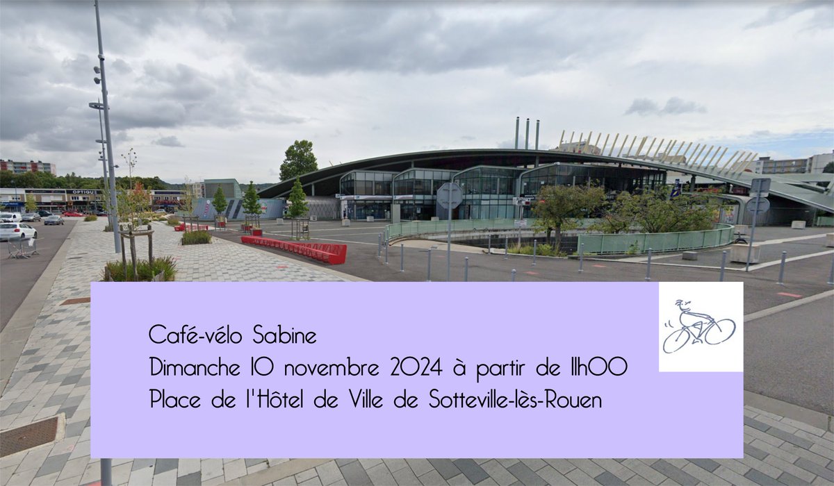 SabineRouenVelo's tweet photo. Le prochain café-vélo @SabineRouenVelo aura lieu dimanche 10 novembre à partir de 11h00 place de l'hôtel de ville de Sotteville-lès-Rouen

Retrouvons-nous près des bancs rouge pour échanger et parler vélo, mais pas uniquement

Apportez vos gobelets. On aura des boissons chaudes. https://t.co/w8rVsJvo1E