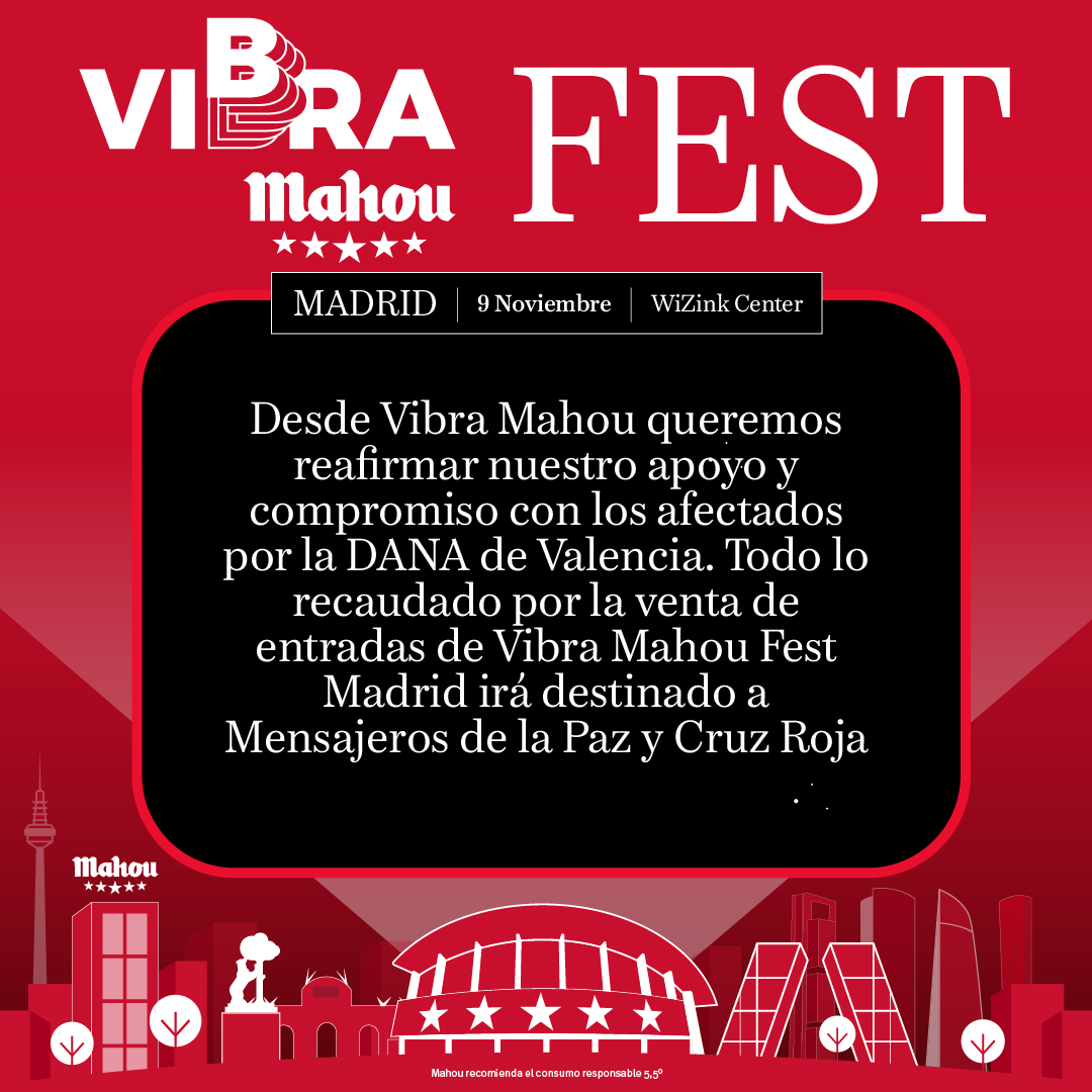 VibraMahou's tweet photo. Queremos que la recaudación íntegra obtenida de la venta de entradas llegue a los afectados y sirva de ayuda a quienes trabajan en primera línea en cada calle, barrio y municipio, proporcionando recursos y apoyo directo para su recuperación. Entre todos lo conseguiremos. https://t.co/kuHx1KBTlQ