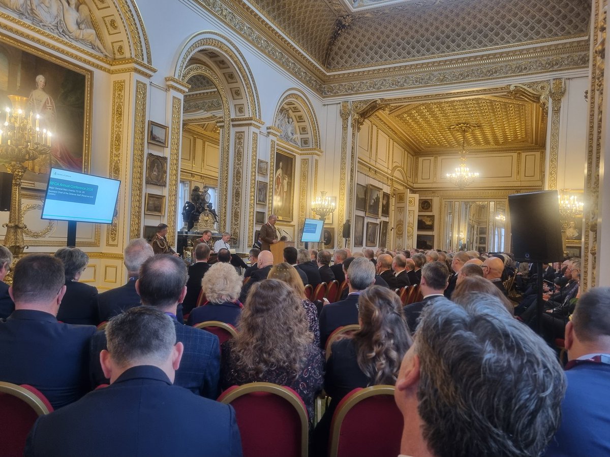 NiCedep's tweet photo. #crfca 2024 conference at Lancaster House having just heard an excellent address from #alcarns Min VP. Reserves and Cadets at the centre of Defence future plans. @RFCANI https://t.co/YF8KsDPl8I