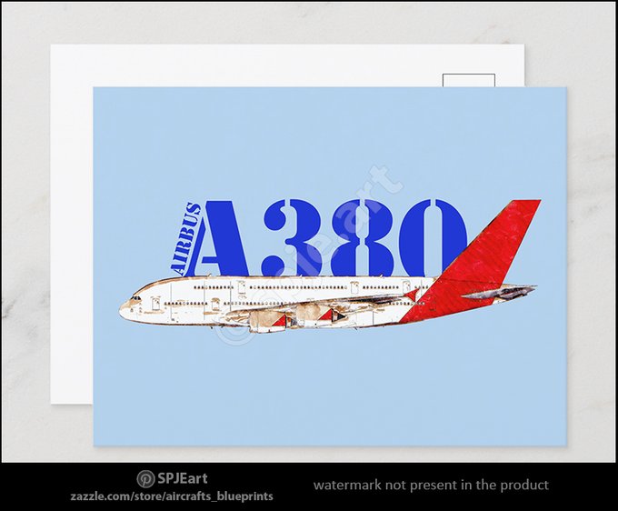Airbus A380 Illustration with Bold Red Tail Design Illustrative watercolor depiction of an Airbus A380 airplane featuring a striking red tail. Perfect for themes of aviation and modern travel technology. 
