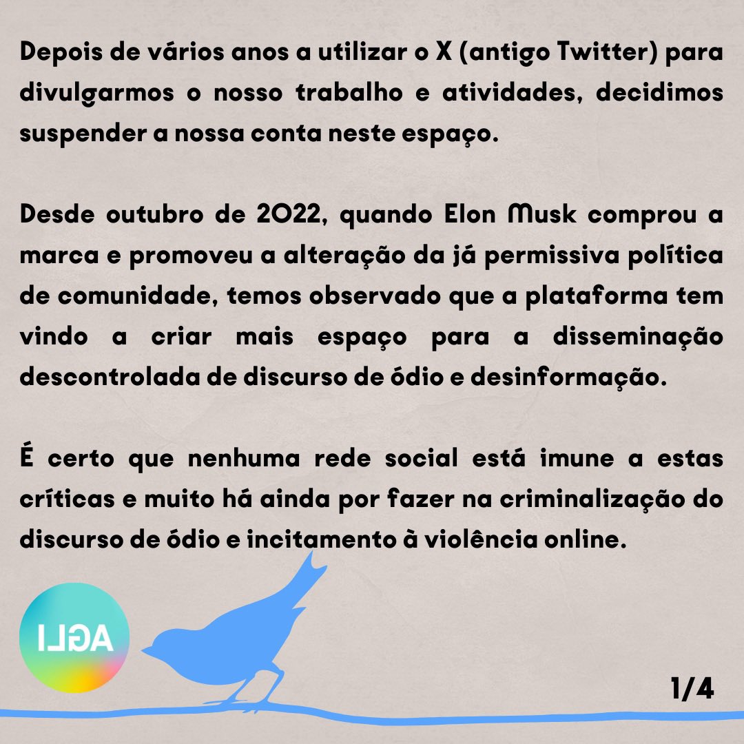 ilgaportugal's tweet photo. Depois de vários anos a utilizar o X (antigo Twitter) para divulgarmos o nosso trabalho e atividades, decidimos suspender a nossa conta neste espaço. Encontra-nos em https://t.co/1cai5v41Ms onde podes encontrar toda a informação sobre o nosso trabalho e as nossas pessoas. Até já. https://t.co/yuSBfeo3nx