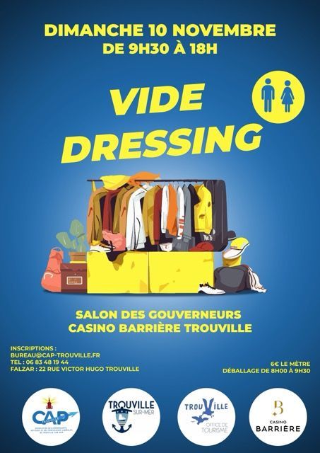 Rendez-vous ce week-end, au Salon des Gouverneurs, pour un grand vide-dressing mixte ! 😃

L'occasion de remplir vos armoires à petits prix et faire de bonnes affaires ! 🛍️

📅 Dimanche 10 novembre, de 9h30 à 18h
📍 Salon des Gouverneurs, Casino Barrière Trouville