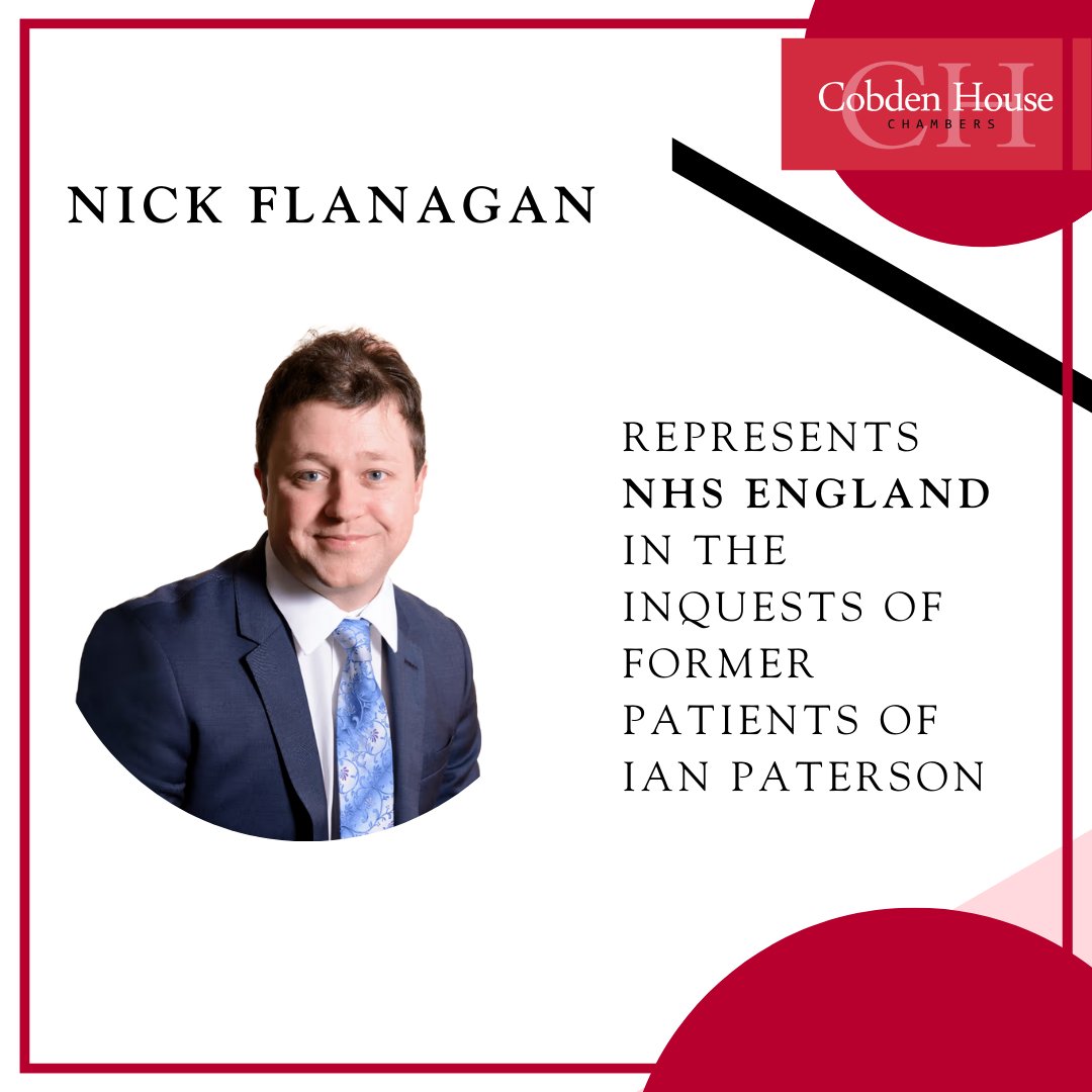 cobden_house's tweet photo. Nick Flanagan, instructed by Sara Lyle at Capsticks, represents NHS England in the inquests into former patients of Ian Paterson. Module One has begun, addressing generic issues and concerns. The full process is expected to span two years. 

Read more- https://t.co/uZRmvQhuLe https://t.co/NzKYvjNNDA