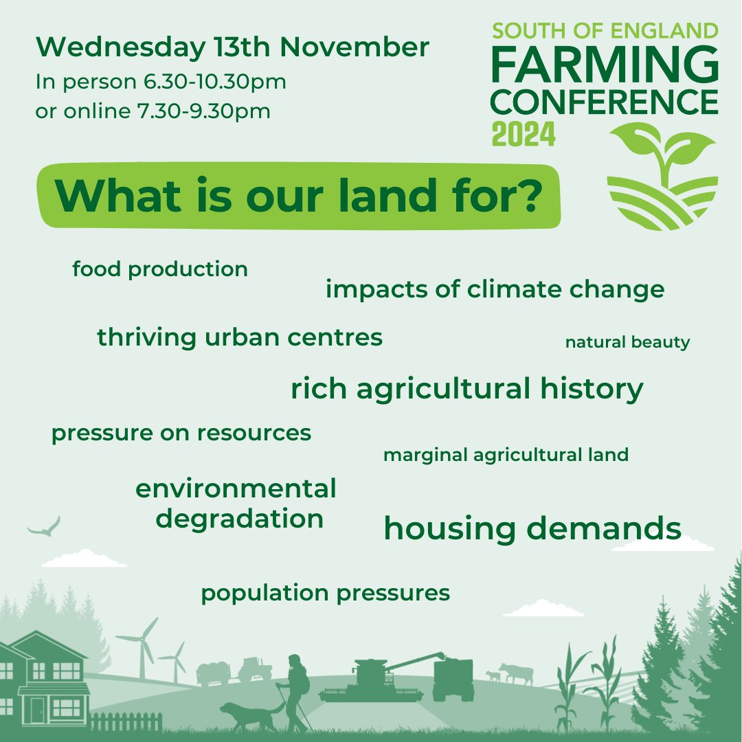 We have seen increasing and varied pressures on the land and decreasing government support for agriculture. Our panel will address the question 'What is our land for?' and consider the many issues involved.

Book your free space here: ow.ly/9Cst50TNrgX