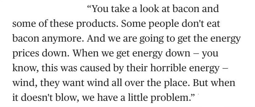 I think it was when he weaved bacon consumption and wind farm technology that really cemented Trump as a serious politician, with a clear view for America’s future.