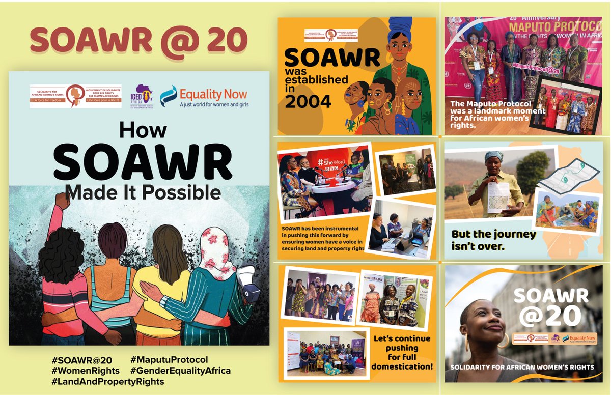 igedafrica's tweet photo. Celebrating SOAWR's 20 years of advocacy for women’s rights in Africa! From strengthening land laws to amplifying voices, SOAWR has paved the way for gender equality and justice. Let's keep pushing for full Maputo Protocol domestication! #SOAWR@20 #MaputoProtocol #WomenRights https://t.co/zY9nrxOsKs