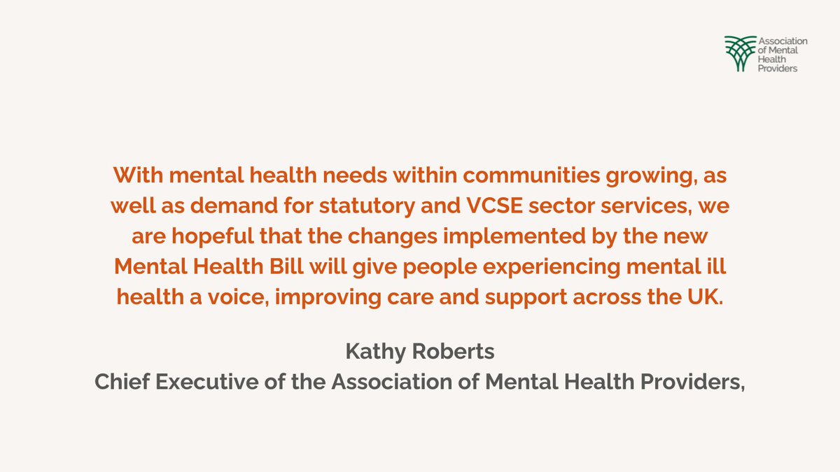 Today we welcome the new #MentalHealthBill, which will be introduced in Parliament as a crucial step towards modernising the Mental Health Act. 

Read our full response here: amhp.org.uk/our-response-n…