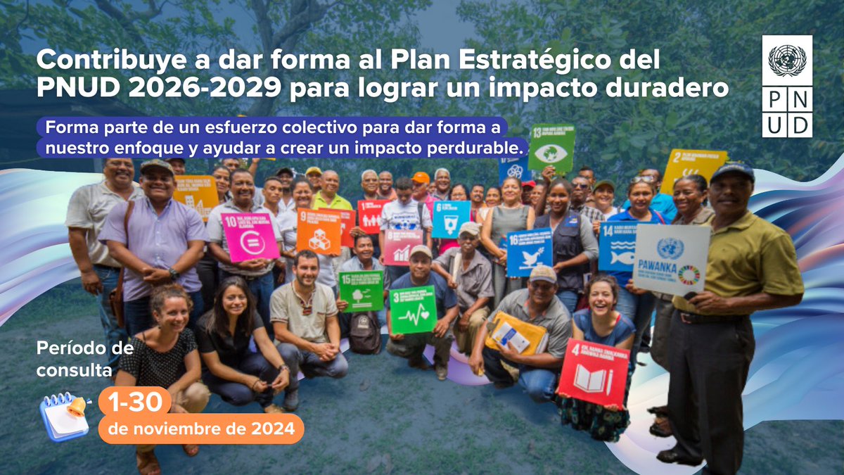📢 ¡Contribuye al próximo Plan Estratégico del @PNUD! 🌍

Tu voz es clave para construir un futuro inclusivo y sostenible. Estamos en consulta abierta y queremos tus ideas para guiar nuestras prioridades 2026-2029.

Participa 👉 sparkblue.org/UNDPSP2026_2029

¡Hagamos la diferencia!