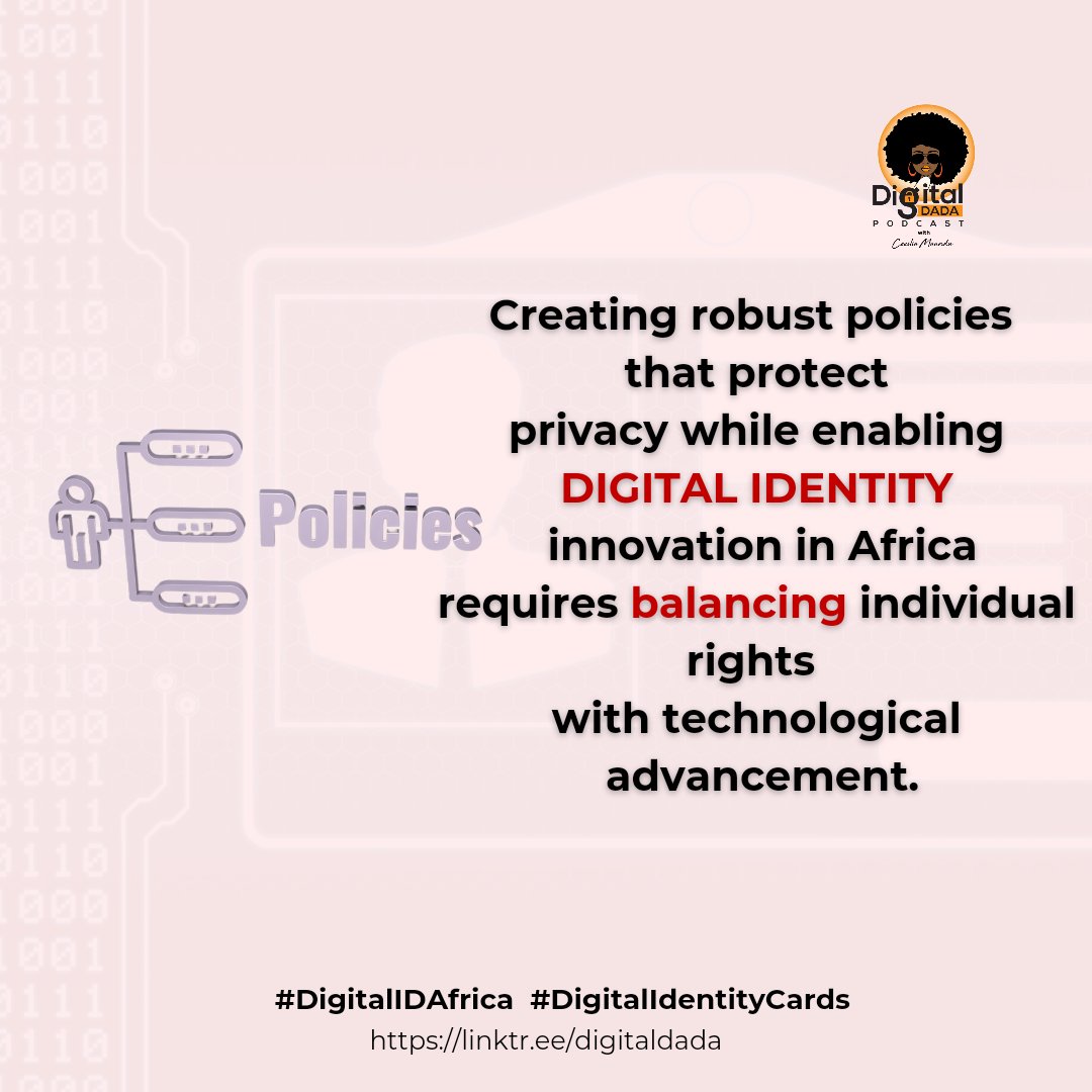 Ddadapodcast's tweet image. Key policy recommendations are vital for enhancing data privacy in the implementation of digital ID systems
#DigitalIDAfrica #DigitalIDCards #DigitalIdentitySystems 
@_AfricanUnion