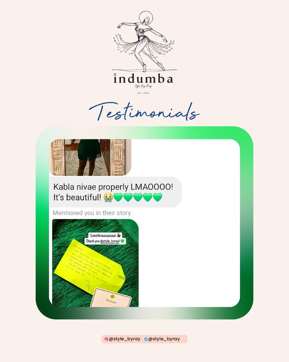 ImbayiK's tweet photo. Feedback that affirms 💚🧡🖤🩷
Here's your chance to not miss out on the limited collection that is #Indumba 😊
For the girls who embrace boldness https://t.co/gEI76AudIZ
