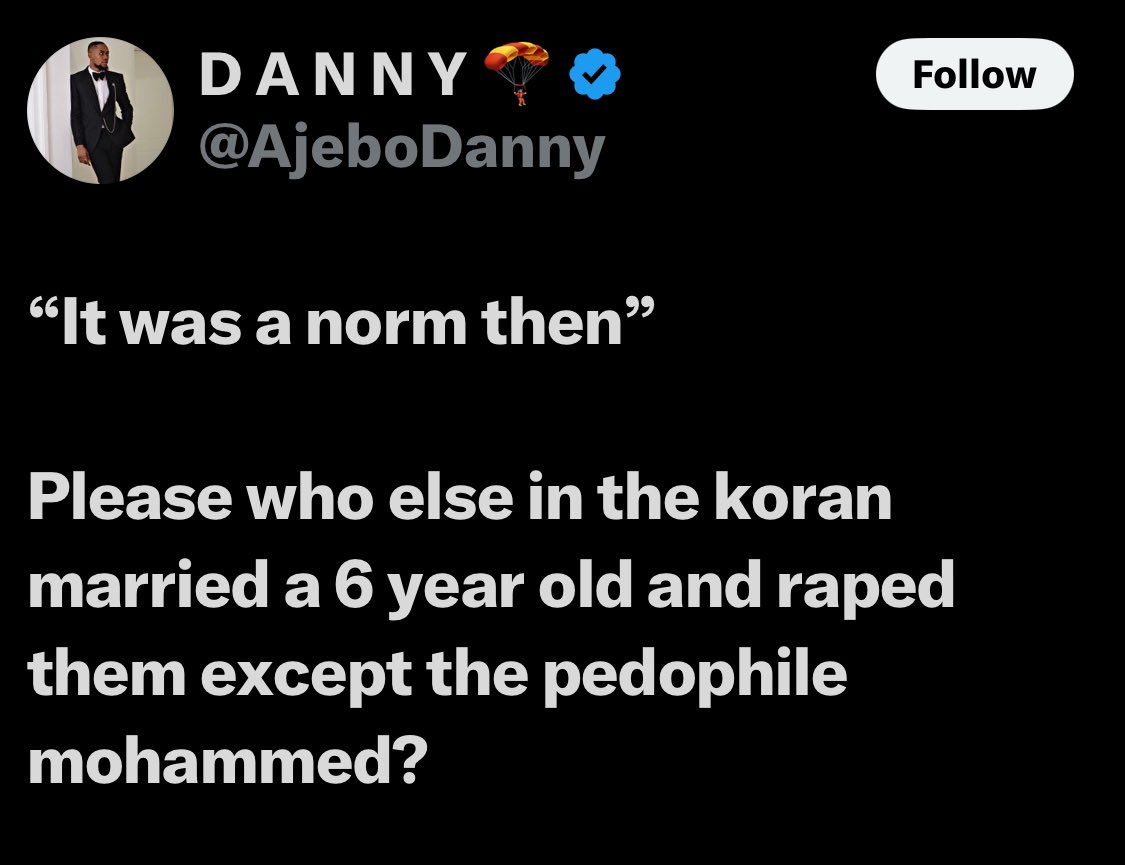 Bin__Adam's tweet photo. Dear @UKinNigeria, this Immigrant @AjeboDanny lives in d UK. His attitude of lack of tolerance, insulting religions figures &amp; provoking community undermines social cohesion &amp; violates Uk values of tolerance &amp; respect. Muslims account up at least 4.8% of the UK's population. https://t.co/xw9CI3mqZ2
