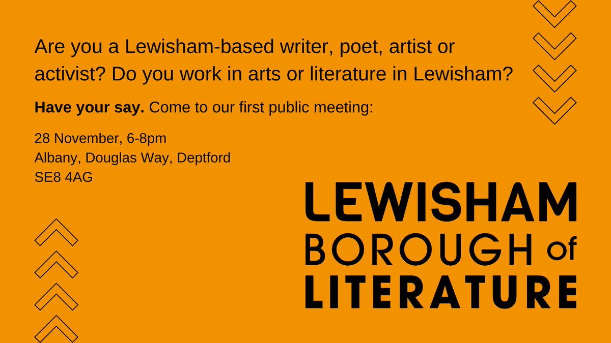 Date change! Our 1st public meeting for the Borough of Literature campaign will now take place on Thurs 28 November so please update your diaries. If you live or work in Lewisham, we'd LOVE to see you there.  spreadtheword.org.uk/borough-of-lit…