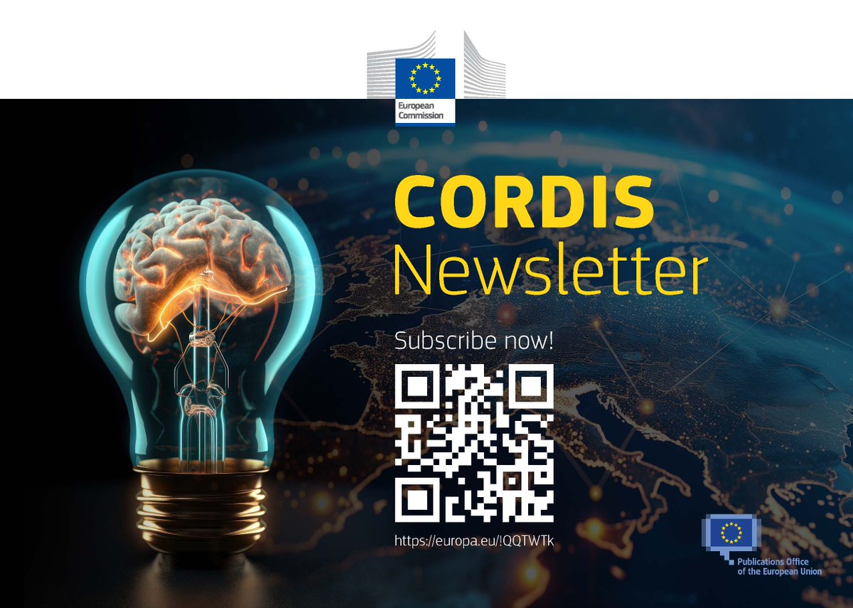 📰 Stay updated with the CORDIS newsletter! It highlights:

🔍 key functionalities
💼 user tips 
🔬 important research projects

Keep pace with the changing world of EU-funded #research. Hit subscribe! 👇 europa.eu/!fGyvV9