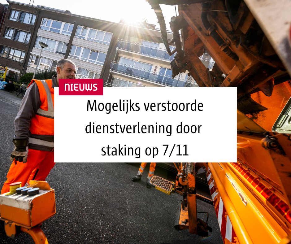 ❗️Opgelet: op donderdag 7 november organiseren de vakbonden een nationale #staking. Blijf op de hoogte van de mogelijke gevolgen voor de #diensten van de stad via 👉 bit.ly/4fwkHOc