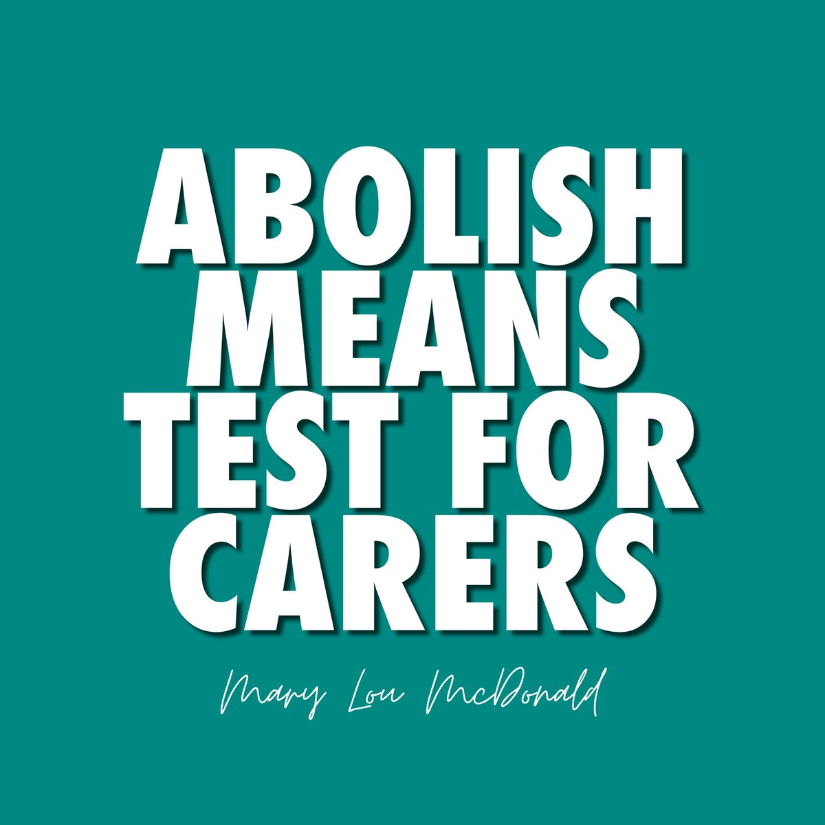 MaryLouMcDonald's tweet photo. Sinn Féin is calling on the government to scrap the means test for Carers allowance.

Carers and those with disabilities deserve respect, support and to be listened to.

Our motion will be brought to the floor of the Dáil tonight - this is the government's last chance to do right by carers and ensure that they have the support that they need.