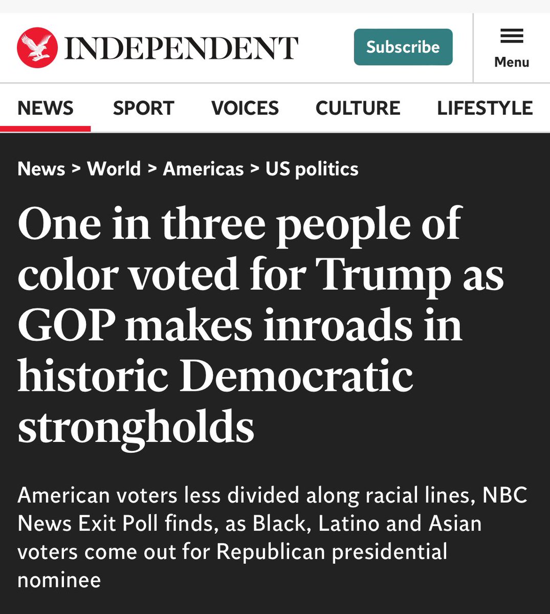 ‘One in three Black, Latino and Asians voted Trump’. 

The US turkeys have just voted for Christmas - and stuffed the rest of the world in the oven with them.

 #USAElection2024