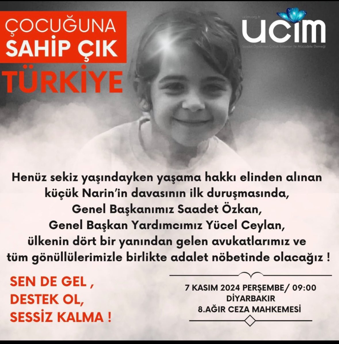 🩸Unutmuyor, unutturmuyoruz! 

Senin gerçek ailen hiç olmadı ama biz varız #Narin…

Duruşmada tek yürek olalım!..

#Narindavasıhepimizin