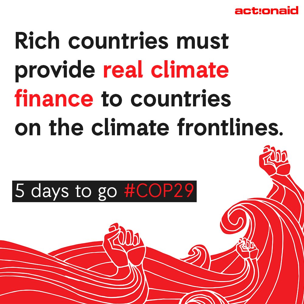 ActionAid's tweet photo. The frequency of climate disasters is rising rapidly but #ClimateFinance is not!    

Rich countries, we have our eyes on YOU! 👀

#COP29 is the moment to #PayUp real climate finance for those suffering on the frontlines.💵 https://t.co/wQrgMkZN7m