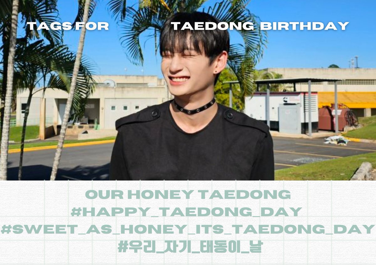 [🔈] ANNOUNCEMENT]
Tags for Taedong's Birthday
<a href="/OmegaX_official/">OMEGA X Official</a> <a href="/OmegaX_members/">OMEGA X</a>

⏰Nov 7, 12 AM KST

OUR HONEY TAEDONG
#HAPPY_TAEDONG_DAY
#.Sweet_As_Honey_Its_Taedong_Day
#.우리_자기_태동이_날
#OMEGA_X #오메가엑스