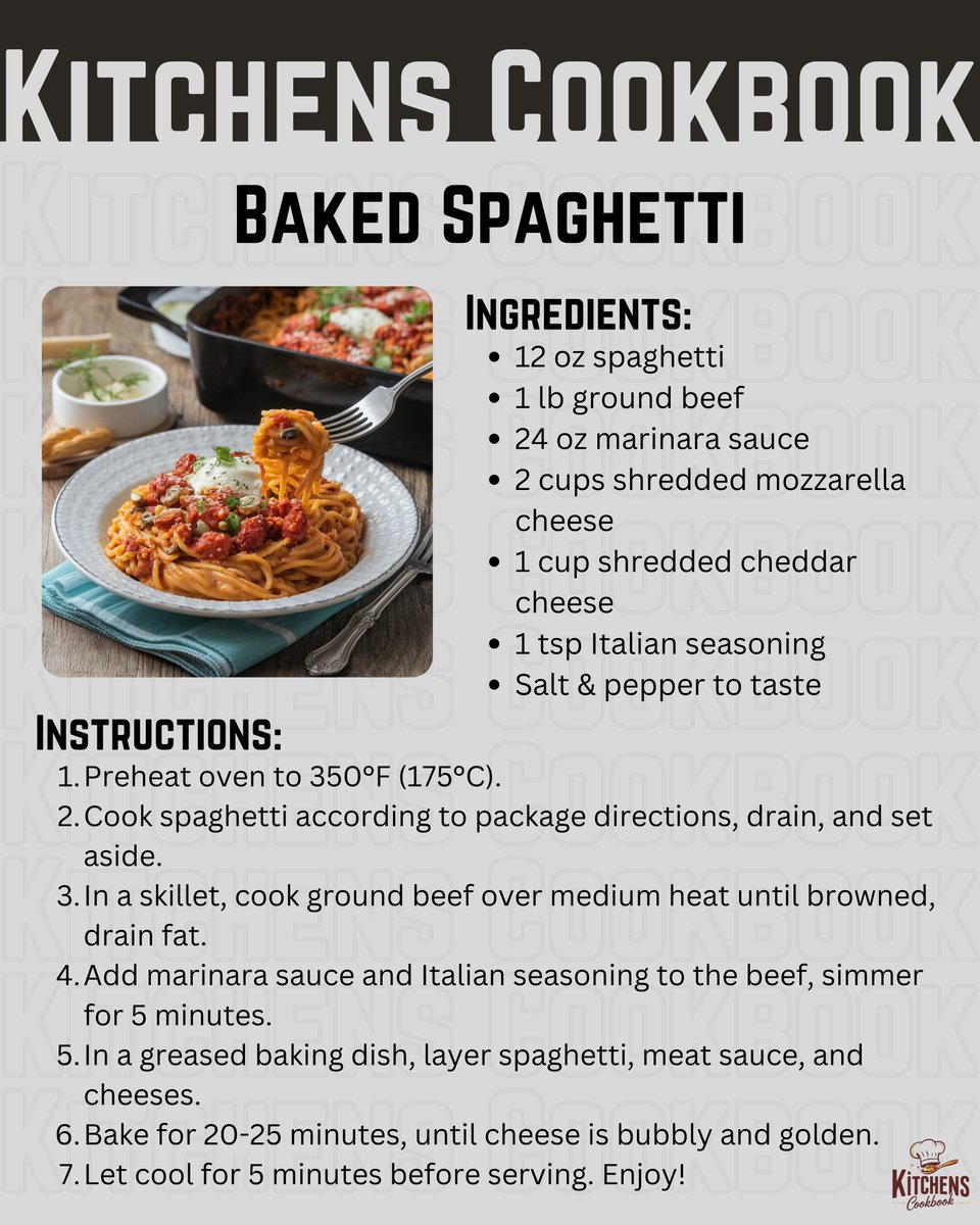 KitchnsCookBook's tweet photo. A classic comfort food, baked spaghetti! 🍝 #bakedspaghetti #pasta #italianfood #recipe #homemade #dinner #foodie #instafood https://t.co/zAXYNziXo1