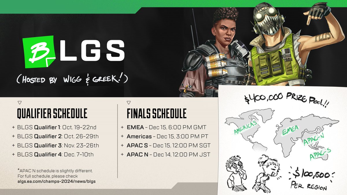 BLGS Qualifier #3 is coming up! Sign up with your squad NOW &amp; take on the best 😈

I'll be watching the games &amp; I hope to see some familiar faces!👀

Sign up➡️battlefy.com/blgs

BLGS info➡️algs.ea.com/split-2-2024/n…

#Ad