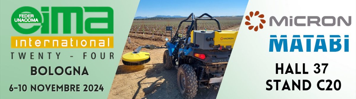 Be sure to come visit our stand at <a href="/FederUnacoma/">FederUnacoma</a>'s Eima show over the next few days where we'll be showing off our <a href="/MicronSprayers/">Micron Sprayers</a> and <a href="/matabisprayers/">Matabi Pulverizadores</a> equipment.  
Hall 37, Stand C20. Look forward to seeing you!  
eima.it/en/7308/micron…
 #eima2024 #eimainternational #agriculture