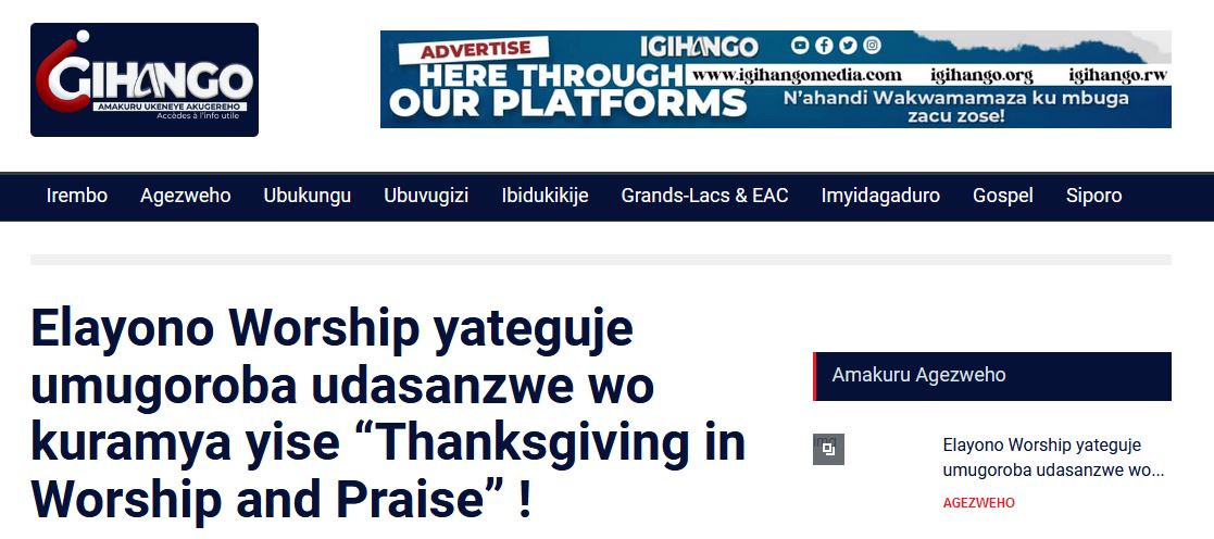 IgihangoMedia's tweet photo. #IgihangoUpdates

#Elayono #Worship yateguje umugoroba udasanzwe wo kuramya yise “Thanksgiving in #Worship and #Praise” !

Inkuru irambuye fungura iyi #link⤵️

https://t.co/4bIvpdfna5 https://t.co/EtELPR23Y2
