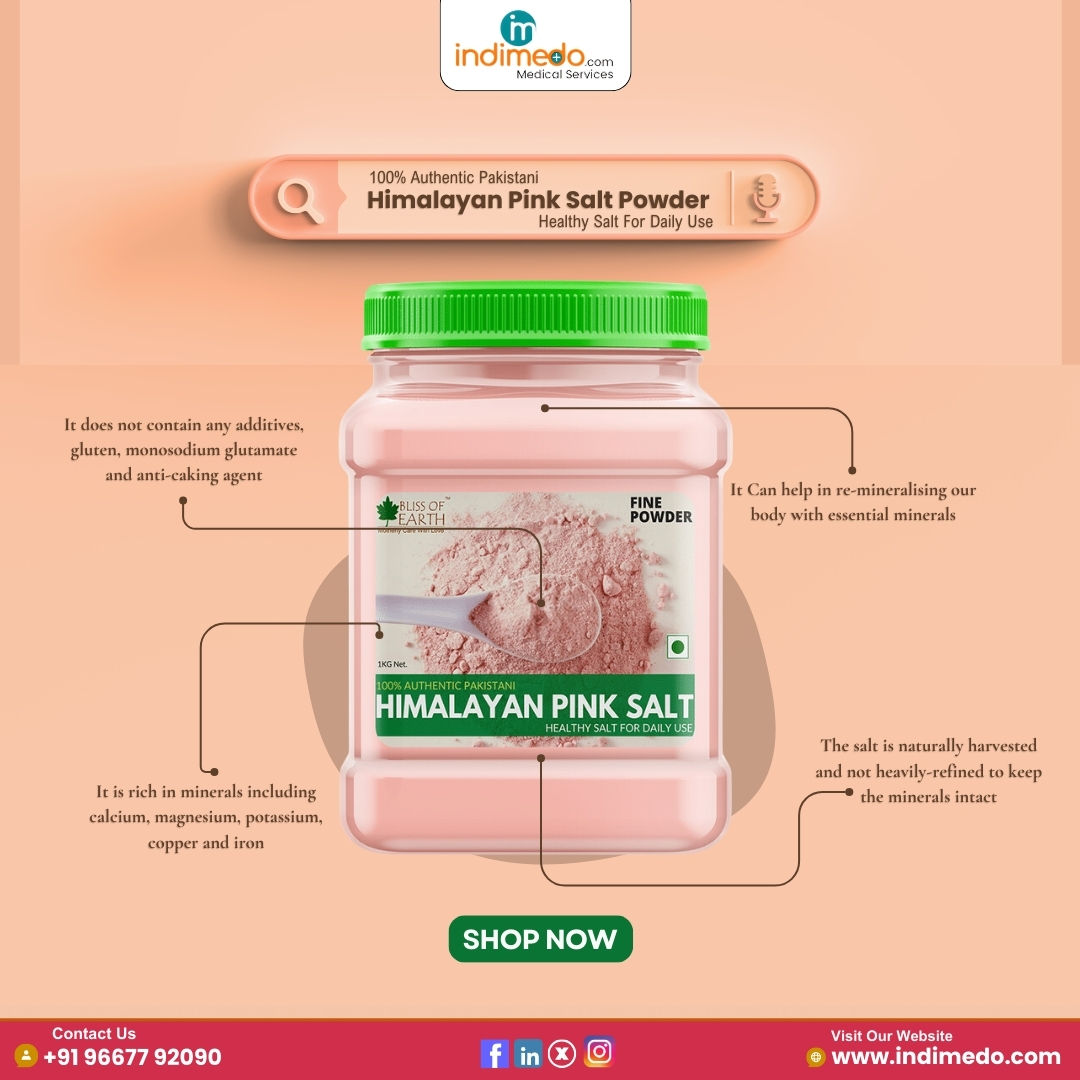 Indimedodotcom's tweet image. Buy Now - indimedo.com/products/healt…

Bliss of Earth 100% Authentic Pakistani Himalayan Pink Salt Powder
#indimedo #onlinepharmacy #blissofearth #himalayanpinksalt #naturalsalt #pakistanipinksalt #nongmo #healthbenefits #naturalharvest #cleaneating #healthylifestyle #mineralrichsalt