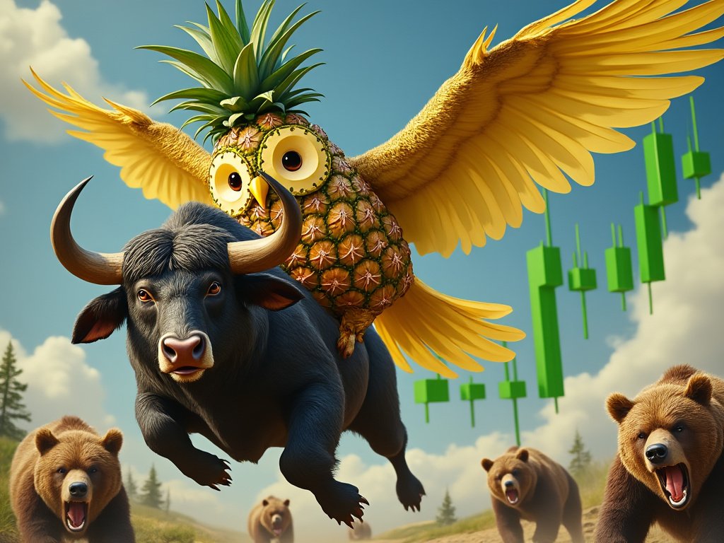 DAY 302 of asking <a href="/coinbase/">Coinbase 🛡️</a> to list #PINEOWL 🍍🦉

The bull's champion, bears can't fly majestically like hooty... much higher imo