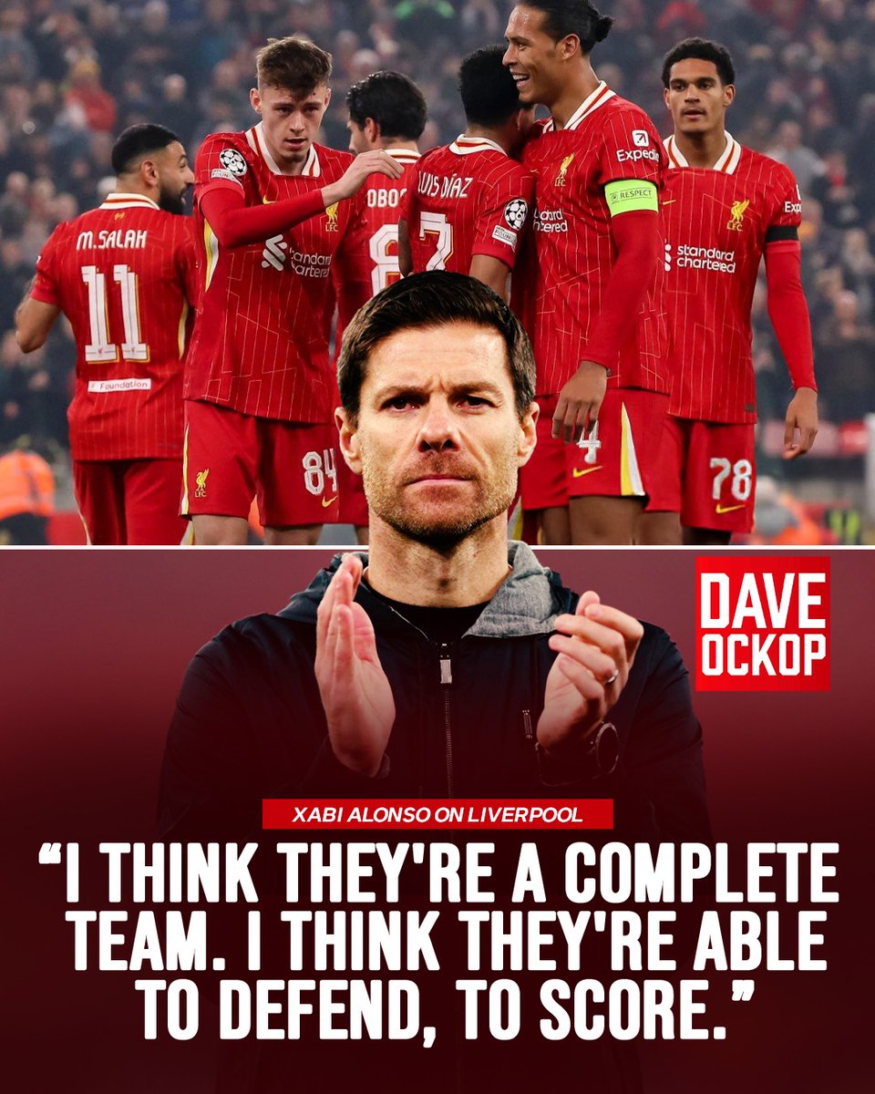 DaveOCKOP's tweet photo. Xabi Alonso on Liverpool:

“I think they're a complete team. I think they're able to defend, to score. To have power in the boxes.”

“They are able to keep clean sheets. To score goals even without too many chances.” https://t.co/pD2se4jxOX