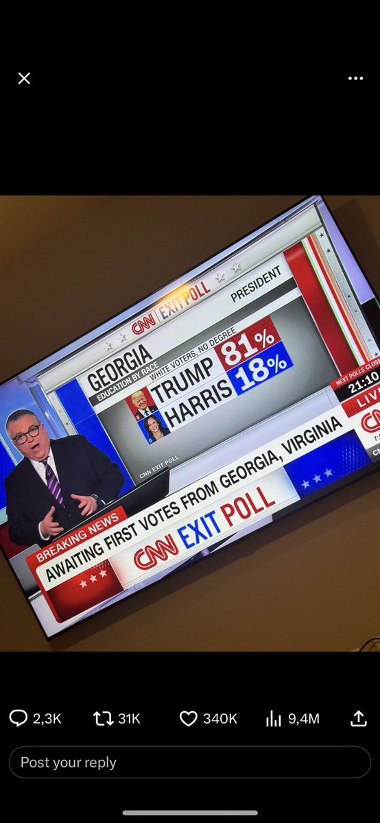 tvtomas's tweet photo. Podle CNN, 81% lidi v Georgii, kteří volili Trumpa je bez VŠ vzdělání. Je to všude stejné. Trump, Brexit, Zeman, Babiš. Nevzdělaní versus vzdělání, venkov versus města, starší versus mladší, nemajetní versus majetní. Všude je to stejné. Třeba se s tím smířit. Je to co to je. https://t.co/TXDS97xIQa