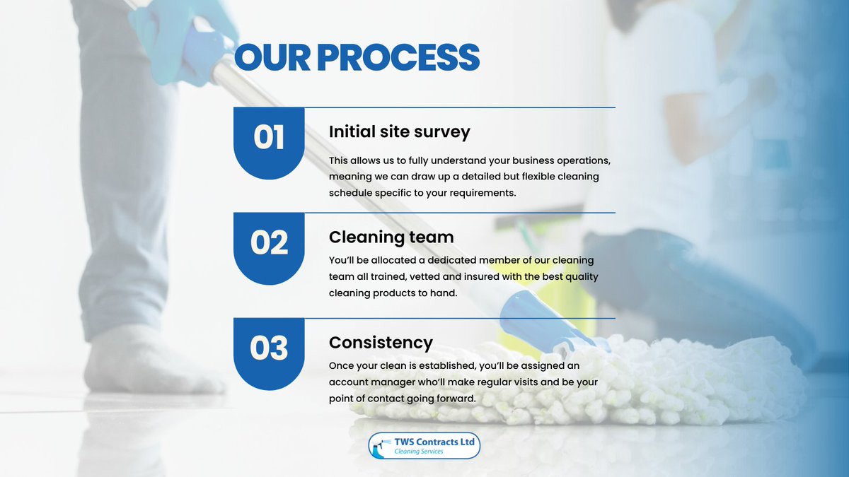 From start to finish, our team are here to offer you a smooth and effective high quality service 🧼

Give us a call today and get your venue sparkling - 0333 121 0201! ✨