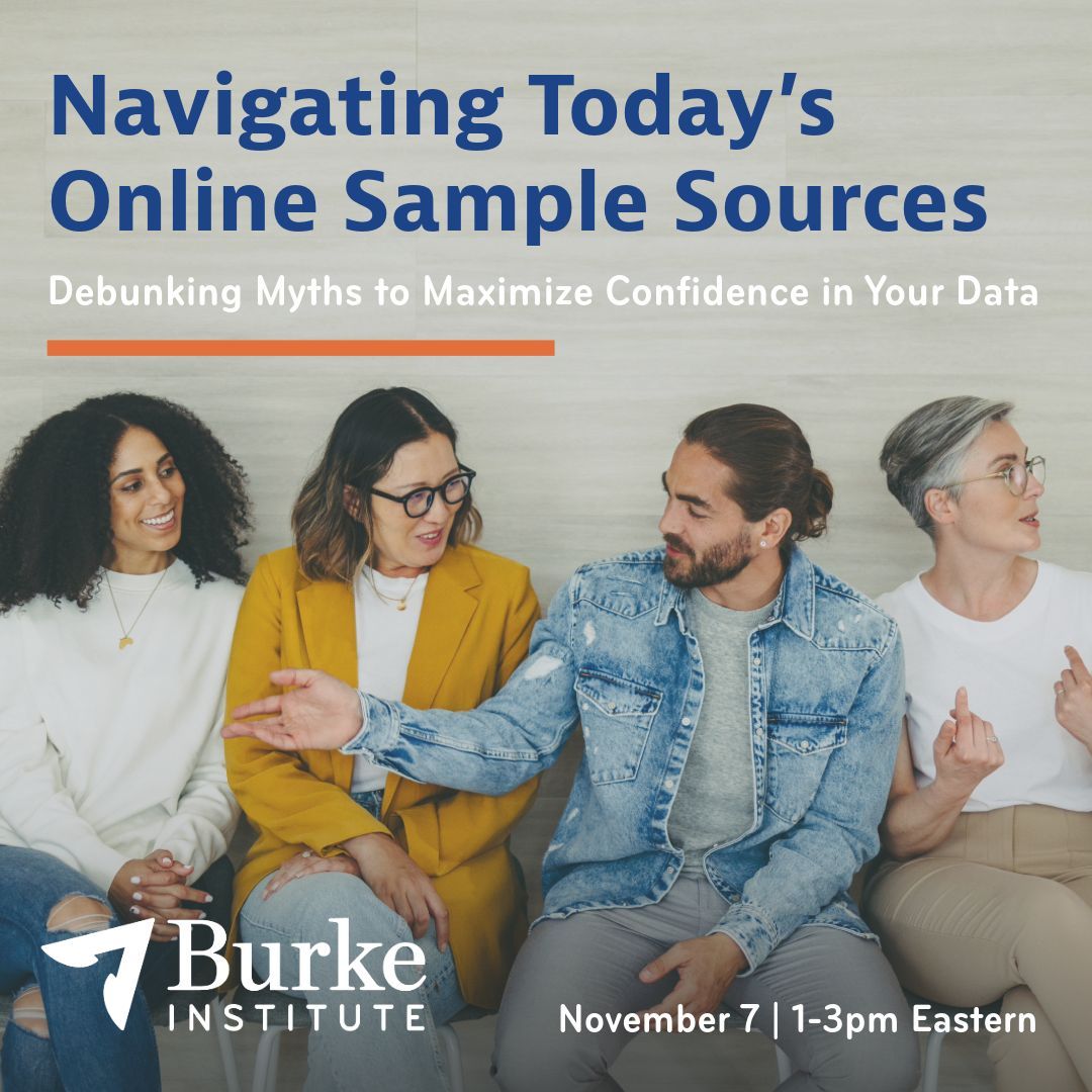 Join us tomorrow for our next short course! ⬇️✨ 

Navigating Today's Online Sample Sources: Debunking Industry Myths to Maximize Confidence in Your Data 

FULL INFORMATION + REGISTRATION 
🔗: buff.ly/4evhNtg 

#BurkeInstitute #MRX #Sample #SampleMangagement #Sampling