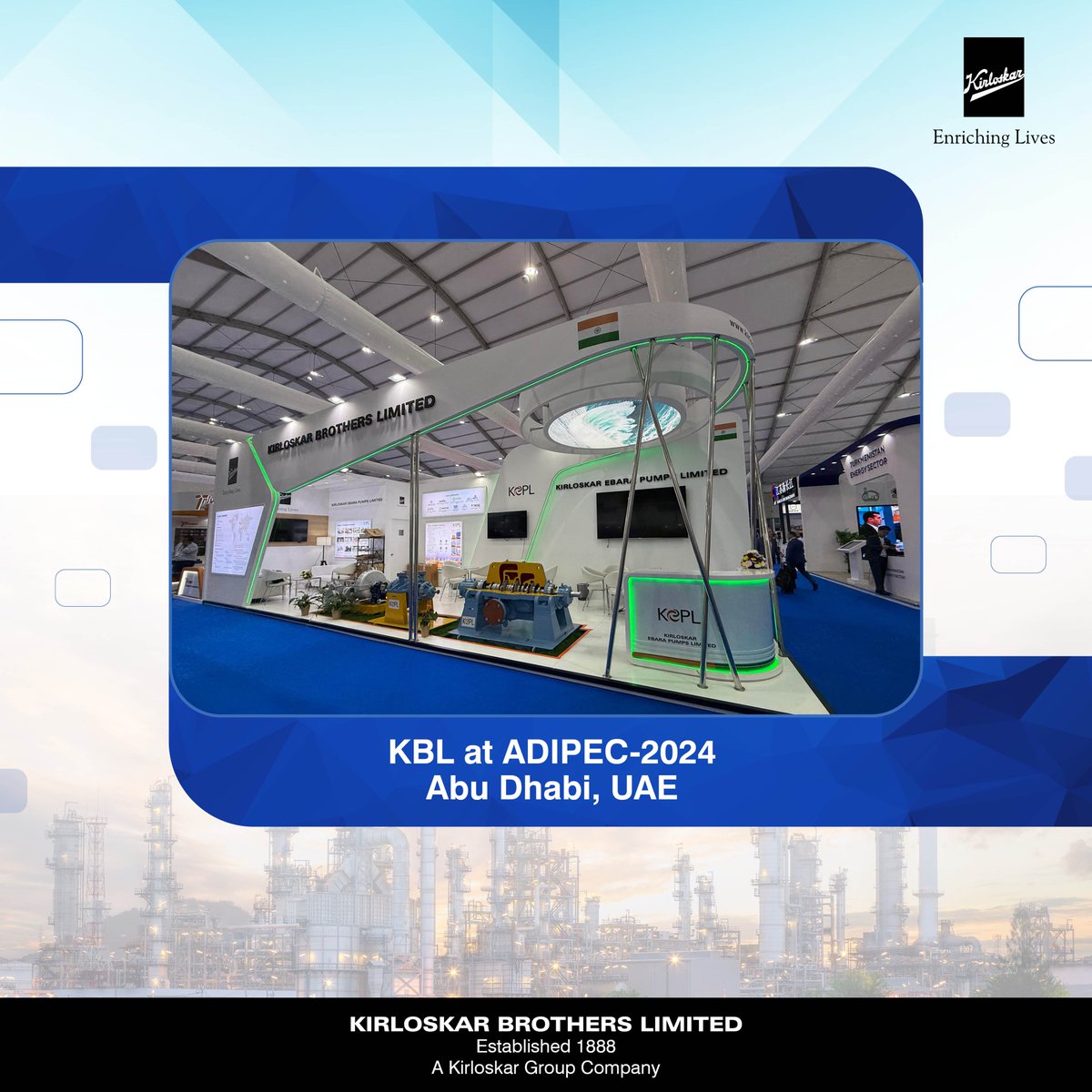 KBLPumps's tweet photo. Today is the final opportunity to meet with our industry experts. Join us at Stall No. 13150, Hall 13, to engage with our team of specialists and explore the latest innovations in the energy sector.

#KBL #KirloskarPumps #ADIPEC2024 #OilAndGas #Petrochemical  #UtilityPumps https://t.co/JT7mlTbFbI