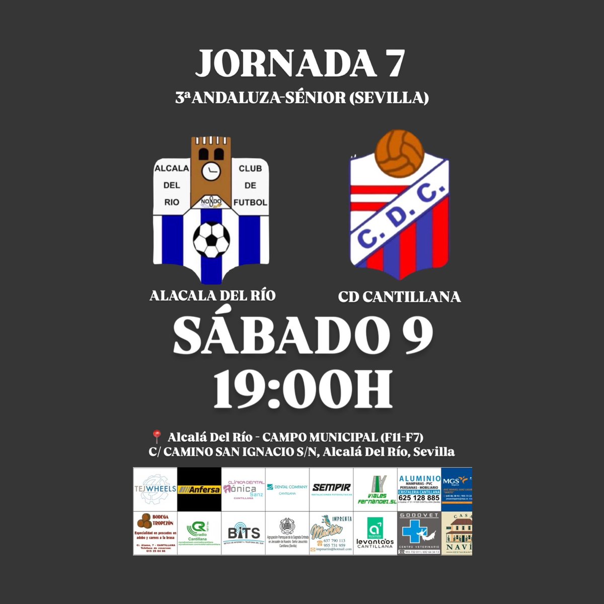 Nuestro sénior, el CD Cantillana, tiene otro desafío este sábado 9, enfrentando a un duro rival: Alcalá del Río. ¡A por todas, equipo!