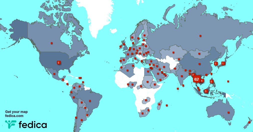I have 6 new followers from Thailand 🇹🇭, and more last week. See fedica.com/!chanstar_92