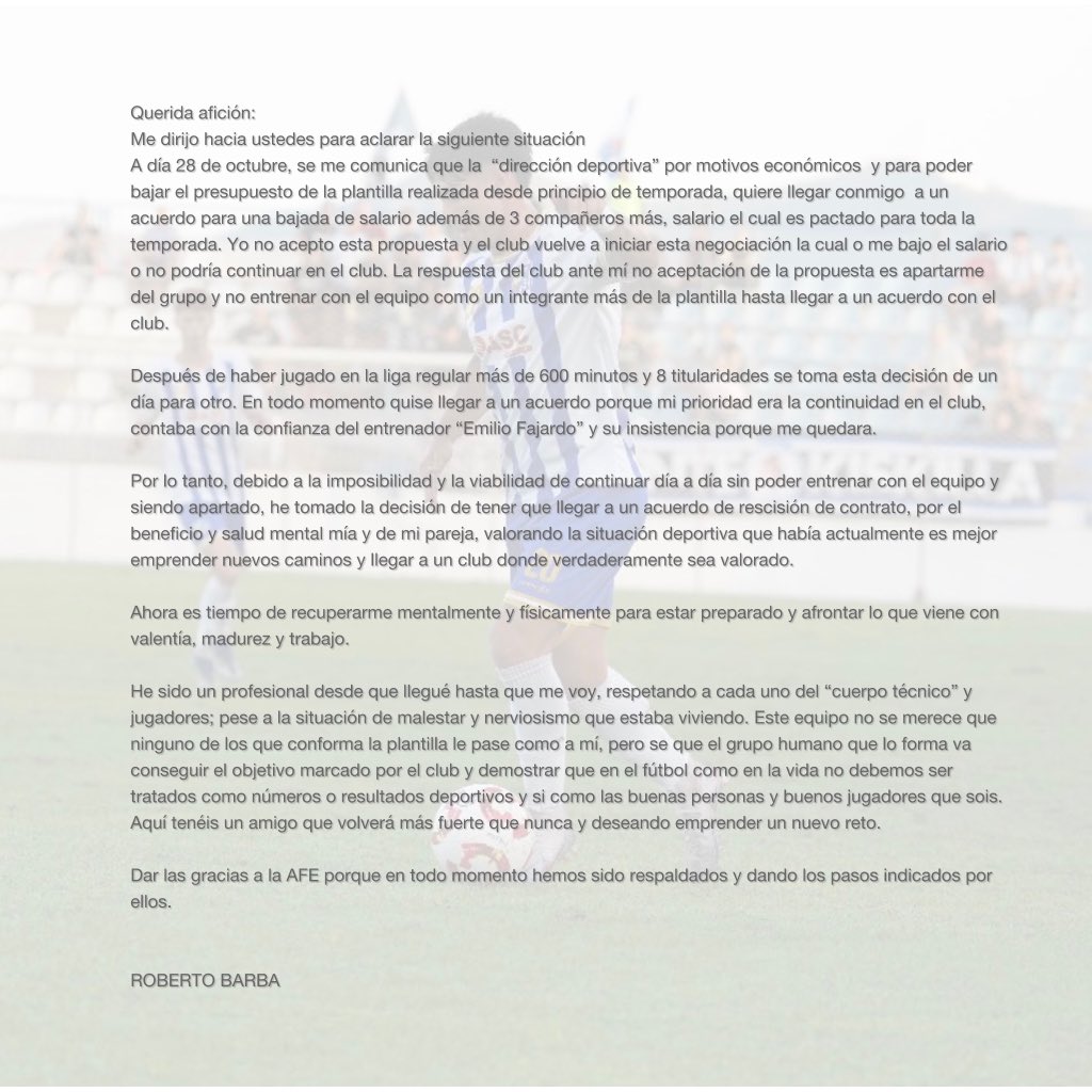 Robertito_19's tweet photo. Carta de despedida.

@afefutbol https://t.co/gn7wroIvip