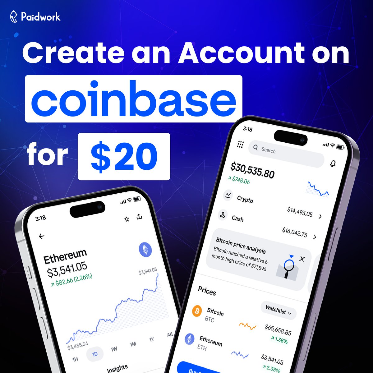 📈 Bitcoin, Solana or Ethereum? Send, collect and invest in Crypto on  Coinbase using a special referral link and receive a Free $20 USD Sign-up  Bonus from Paidwork. 👉 https://t.co/M1LohDN3Kn Visit Paidwork