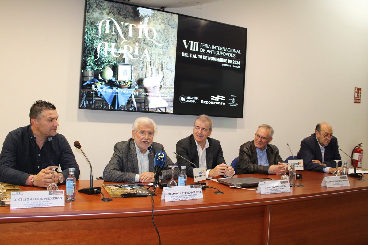roslufe's tweet photo. La @DeputacionOU en @EXPOURENSE presentando la “VIII Feria Internacional de Antigüedades”, Antiq Auria. A celebrar del 8-10 de noviembre en Expourense.  Antigüedades de 45 anticuarios de España, Portugal, Francia, Bélgica, Suiza. @Xunta https://t.co/gDrAi3Jkni