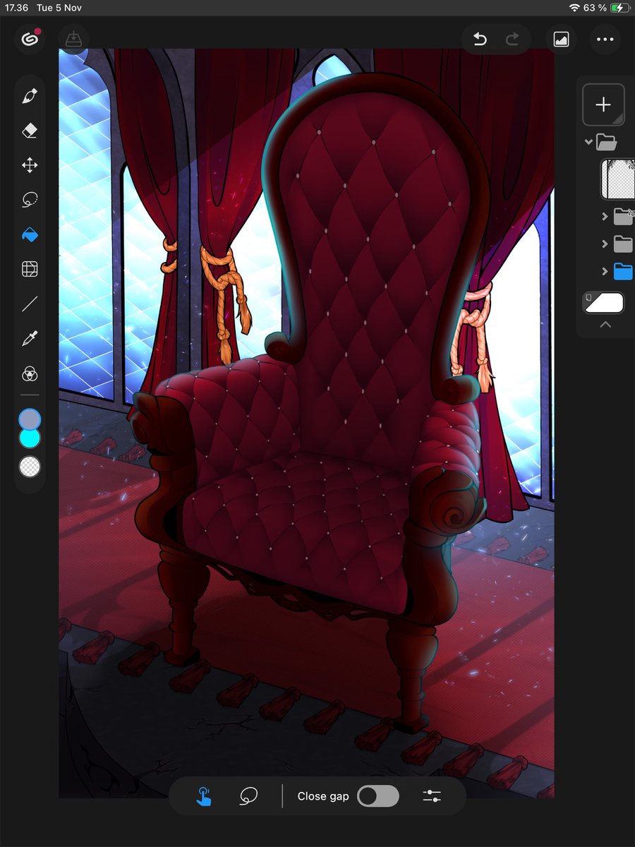 Background wip ⚜️ 
Had 2 big ych planned but both got preclaimed on discord real speedy ♥️ c:
Anyway. I’m in love with this chair 😂😂.. it just.. looks so soft I wanna have a sit. I almost cannot believe I did this ;;