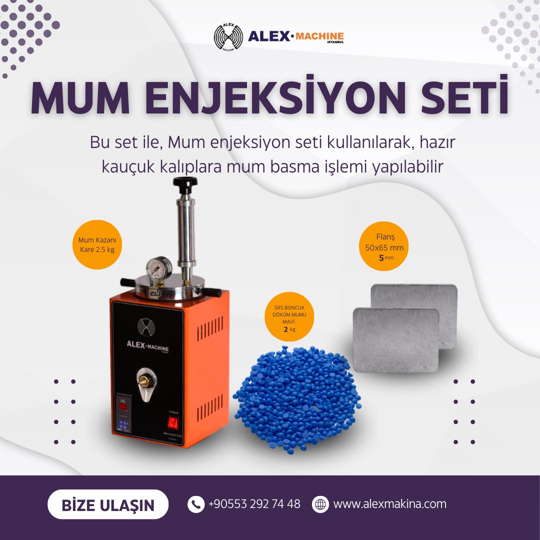 Alex Makina | Türkiye'nin En Büyük Kuyumcu Malzemeleri Sitesi
Mum Enjeksiyon Seti| Alex Makina