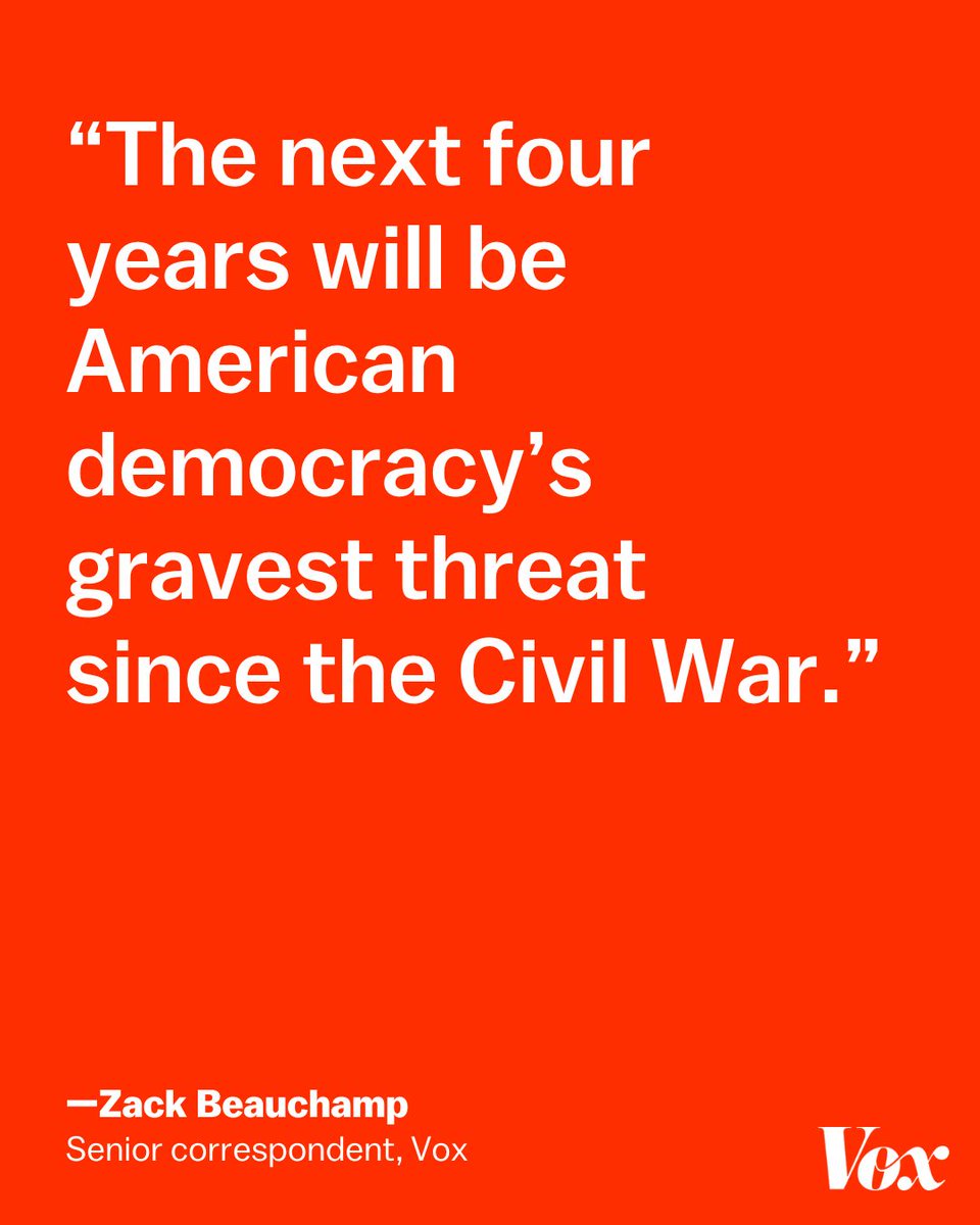 Vox (@voxdotcom) on Twitter photo Having won power democratically, Donald Trump is now in a position to enact his plans to hollow out American democracy from within.
In nearly every way, a second Trump term will likely be more dangerous than the first, <a href="/zackbeauchamp/">Zack Beauchamp (zackbeauchamp@bsky.social)</a> writes: voxdotcom.visitlink.me/H4-BoI Having won power democratically, Donald Trump is now in a position to enact his plans to hollow out American democracy from within.
In nearly every way, a second Trump term will likely be more dangerous than the first, <a href="/zackbeauchamp/">Zack Beauchamp (zackbeauchamp@bsky.social)</a> writes: voxdotcom.visitlink.me/H4-BoI