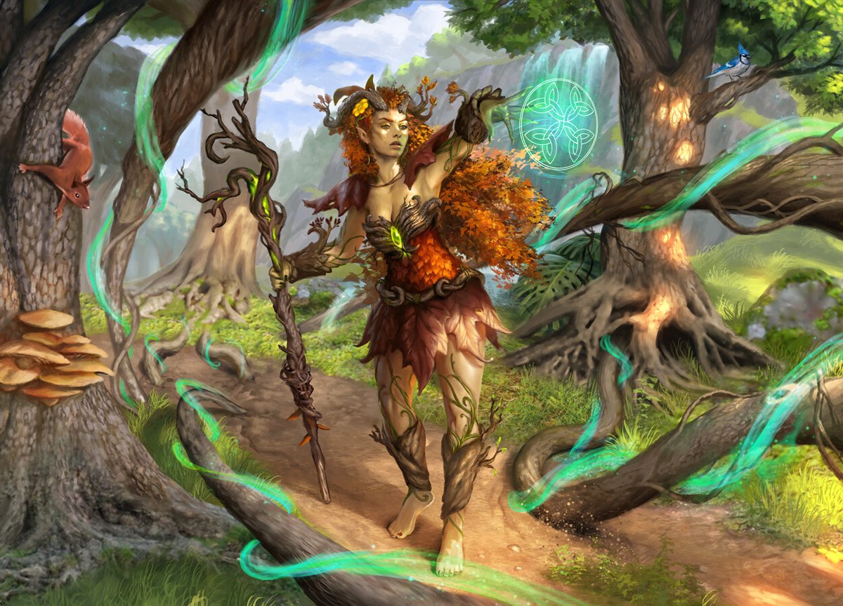 Dnd commission of a druid. She is sending forth vines of the trees to entangle her foe. All the while a red squirrel watches in utter disdain.
.
.
.
.
.
#dnd5e #dndart #druid
