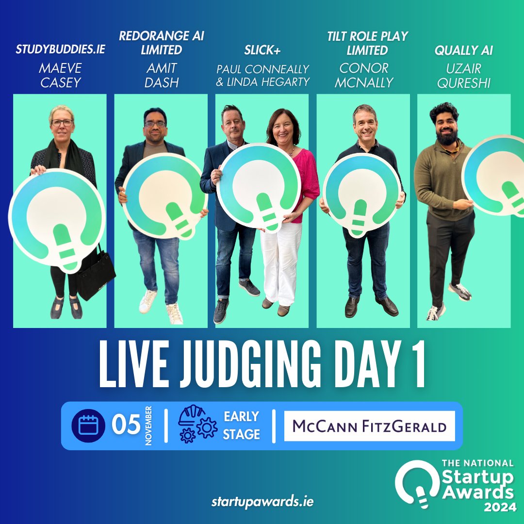 StartupsIreland's tweet photo. Here is a spotlight of this year's finalists in the Early Stage Startup Category.

@studybuddiessb
@RedOrangeAI
slick+
@tiltroleplay
Qually AI
Presented Online - @Scopeyco

#yourstartupjourney #Startups #SUA2024 #NSA2024 #nationalstartupawards2024 https://t.co/Ue38GVVSsO