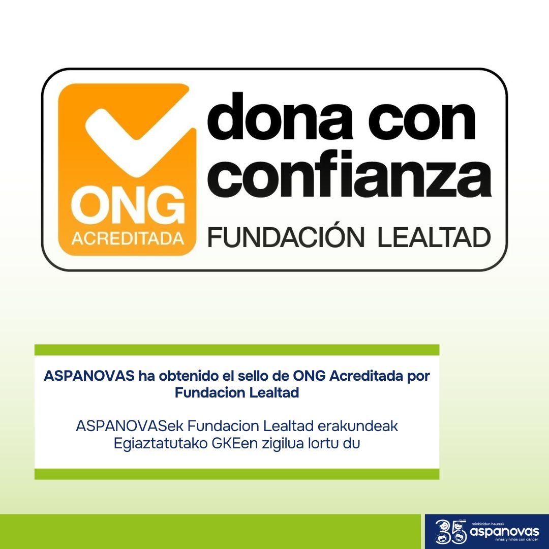 aspanovas's tweet photo. ¡Gran noticia! 🎉

ASPANOVAS ha obtenido el sello de ONG Acreditada por @FundLealtad.  Este reconocimiento avala nuestra transparencia y compromiso en el uso de los recursos para seguir apoyando a las familias afectadas por el cáncer infantil.

#ASPANOVAS #Transparencia https://t.co/XpxKarnWCm
