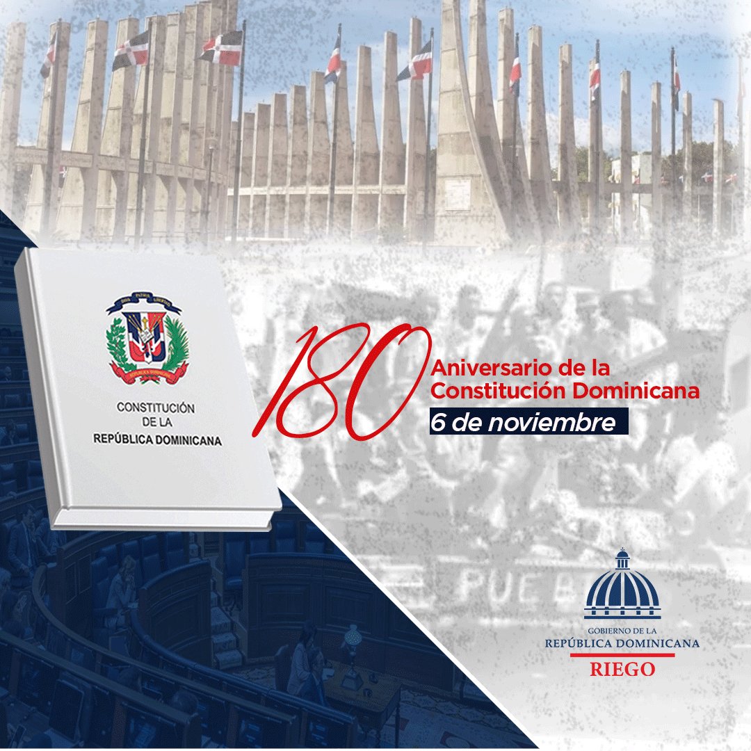 RiegoRDO's tweet photo. ¡Conmemoramos el 180 aniversario de la Constitución dominicana! Un día para recordar los principios y valores que fundamentan nuestra nación y garantizan nuestros derechos.
📜 #ConstitucionDominicana #Derechos #CartaMagna #Rieg https://t.co/7EaVxRiU1t