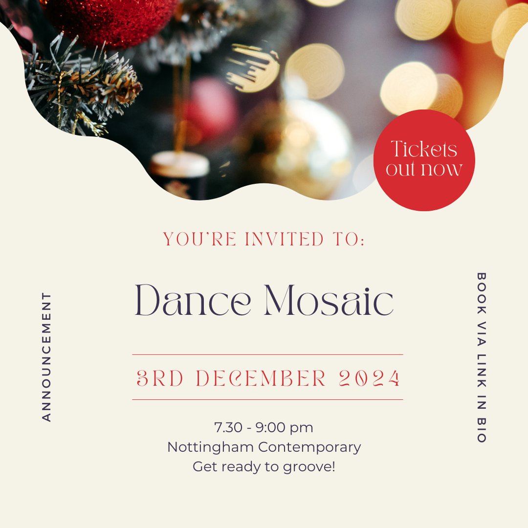 Nottingham Refugee Forum (@nottsrefugee) on Twitter photo NEW EVENT 🥁
Come celebrate the festive season with a showcase of performances from around the globe at <a href="/Nottm_Contemp/">Nottingham Contemporary</a> on December 3rd
Early-bird tickets out now 🪩
eventbrite.co.uk/e/dance-mosaic… NEW EVENT 🥁
Come celebrate the festive season with a showcase of performances from around the globe at <a href="/Nottm_Contemp/">Nottingham Contemporary</a> on December 3rd
Early-bird tickets out now 🪩
eventbrite.co.uk/e/dance-mosaic…