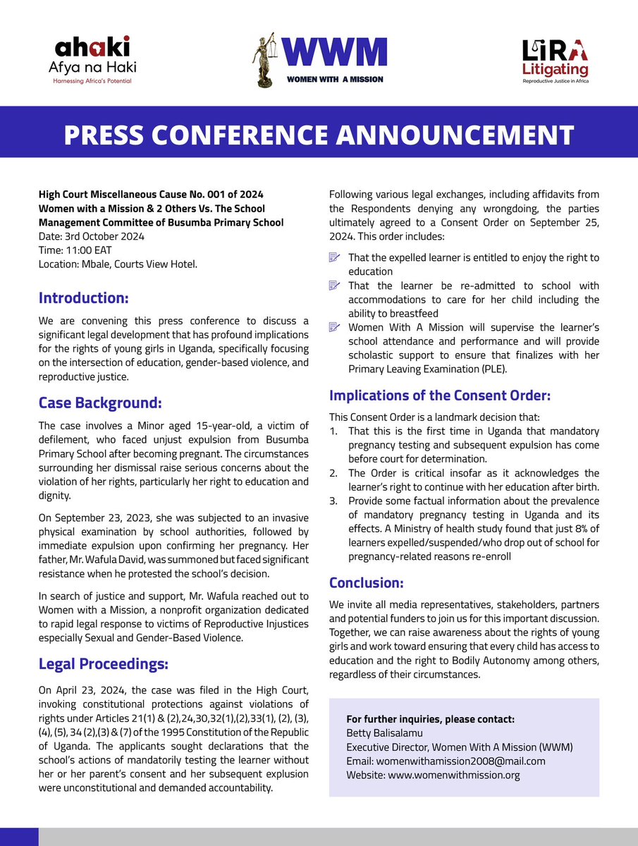 Atuhairecarol10's tweet image. Together, we can ensure every girl in Uganda has access to education and opportunities! Join @WomenWithAMiss1 in advocating for a brighter future and stand up for girls’ rights.

#ReproductiveJustice
#GirlsDeserveEducation