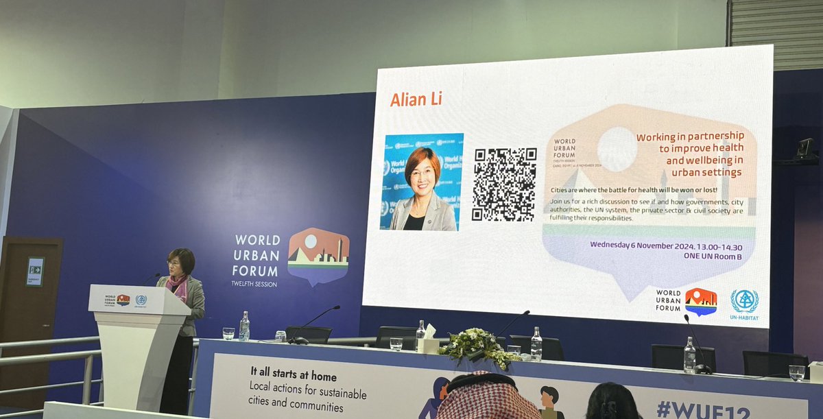 At #WUF12, <a href="/WHO/">World Health Organization (WHO)</a> ADG <a href="/DrLiAilan/">Li Ailan</a> underscored the need for strong partnerships and city-led efforts to address #UrbanHealth challenges. WHO remains committed to supporting leaders in building resilient, #HealthyCities
#WHOatWUF12