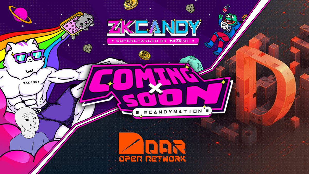 Big news are cooking at ZKcandy! 🧑‍🍳 We're collaborating with <a href="/DarOpenNetwork/">DAR Open Network</a>, an open infrastructure that will accelerate Web3 game launches.

Together, we aim to supercharge game development cycles, enhance Web3 infrastructure, and improve asset compatibility across platforms.